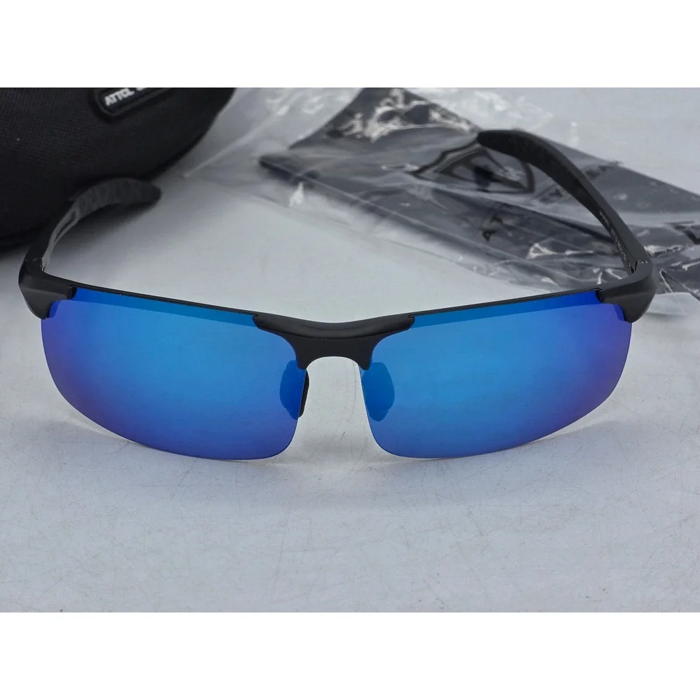 ATTCL Sports Sunglasses Mens One Size Black Blue Polarized 8177 - Excellent